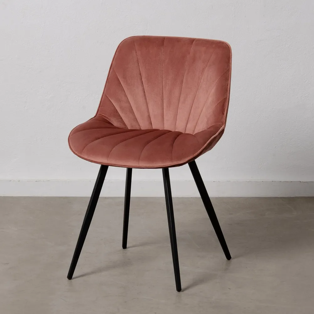 Scaun Dining Catifea Roz, Metal Negru - CREATIVDECO.RO [3]