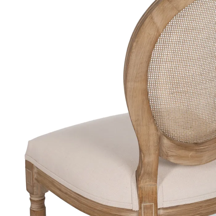 Scaun dining CLASIC, Lemn, Ratan, Stofa In Crem - creativdeco.ro [6]