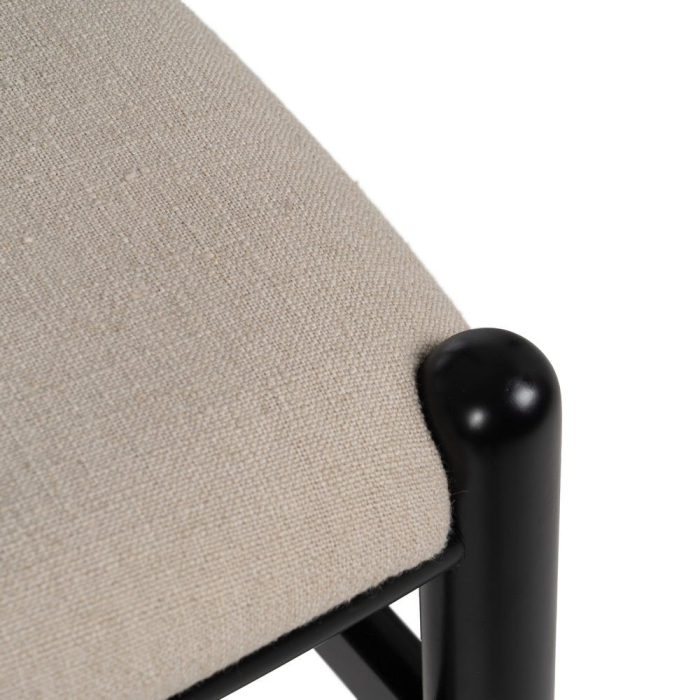 Scaunul dining din lemn de fag negru cu sezut tapitat din stofa crem 53x55x80 cm [10]