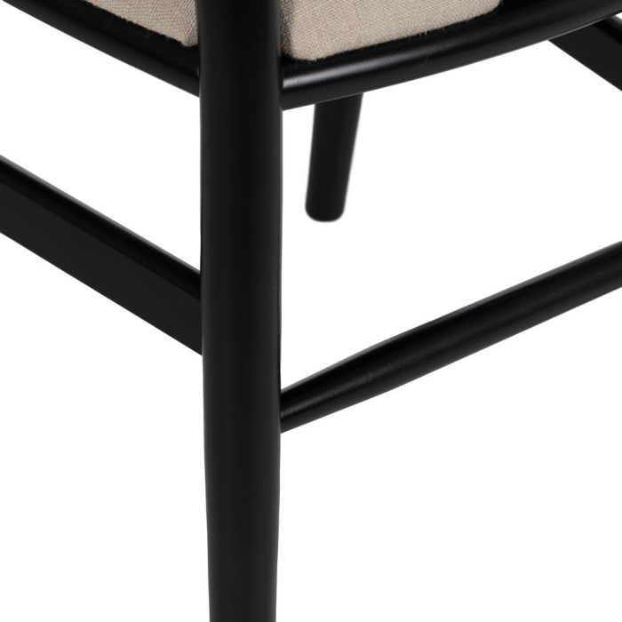 Scaunul dining din lemn de fag negru cu sezut tapitat din stofa crem 53x55x80 cm [12]