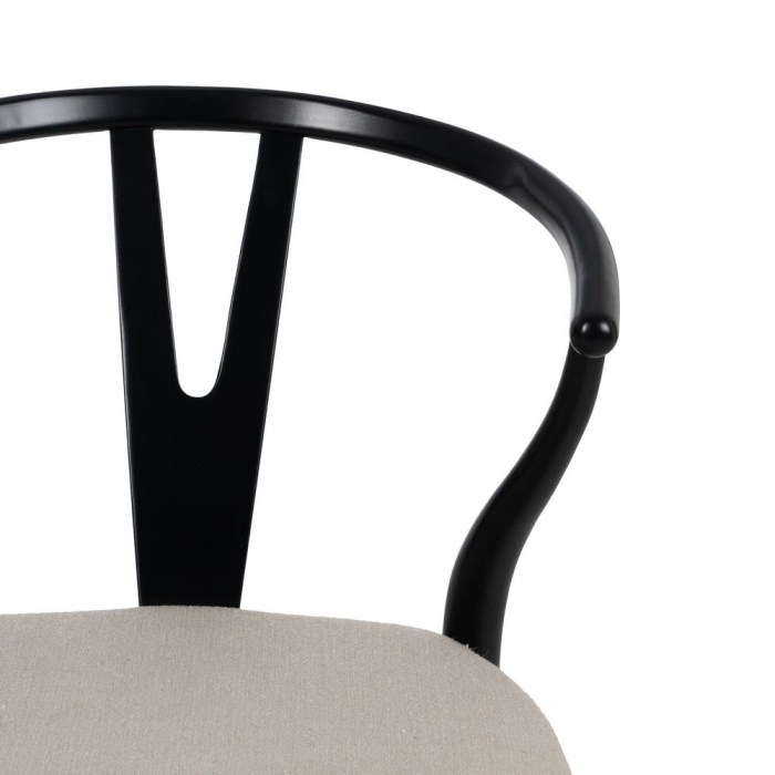 Scaunul dining din lemn de fag negru cu sezut tapitat din stofa crem 53x55x80 cm [6]