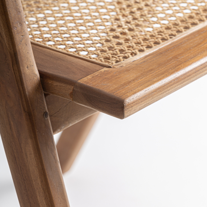 Scaunul dining din lemn de tec maro cu sezut impletit din radacina de tec Eane 60x58x75 cm [6]