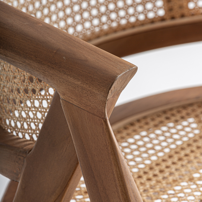 Scaunul dining din lemn de tec maro cu sezut impletit din radacina de tec Eane 60x58x75 cm [5]