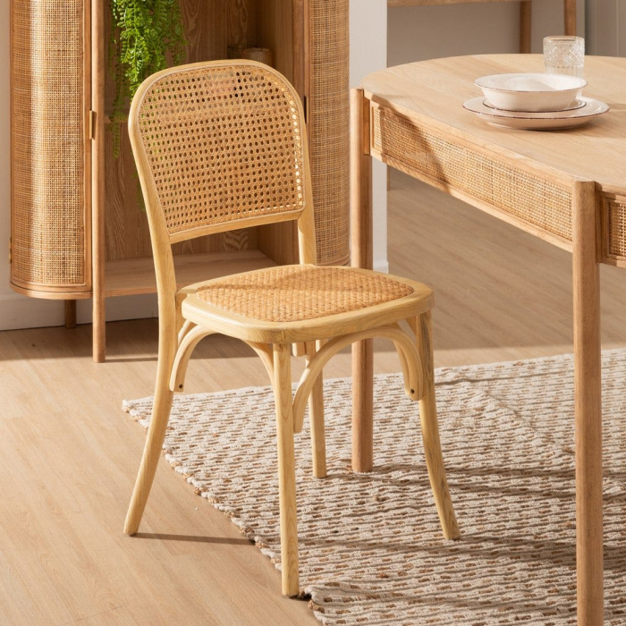 Scaun lemn ulm și ratan natural – stil rustic scandinav horeca [2]