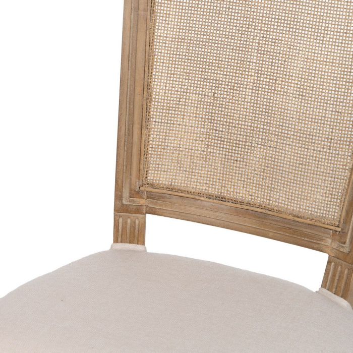 Scaun dining din ratan și lemn natural cu șezut din in coroană sculptată și spătar împletit [7]