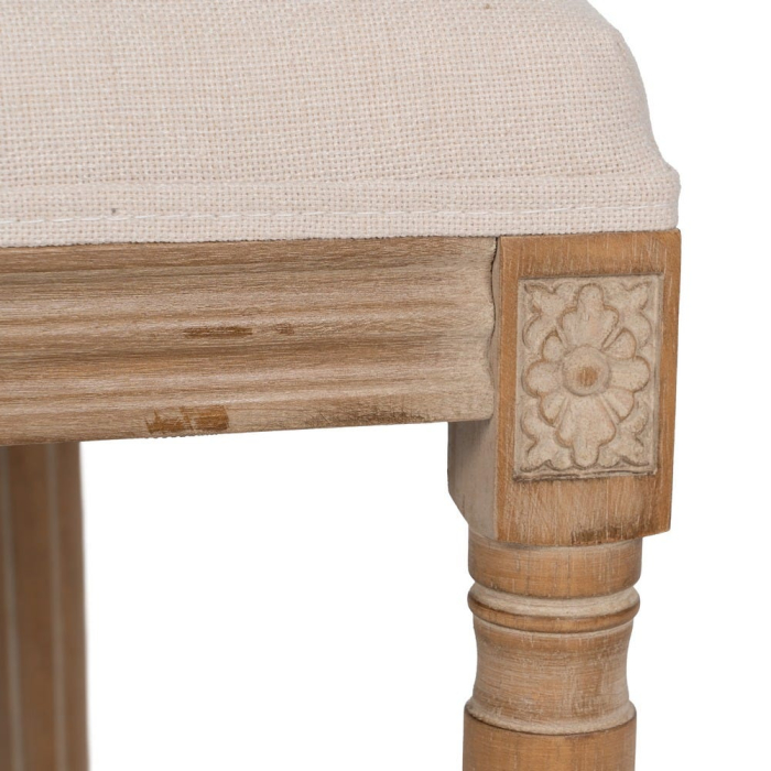 Scaun dining din ratan și lemn natural cu șezut din in coroană sculptată și spătar împletit [10]