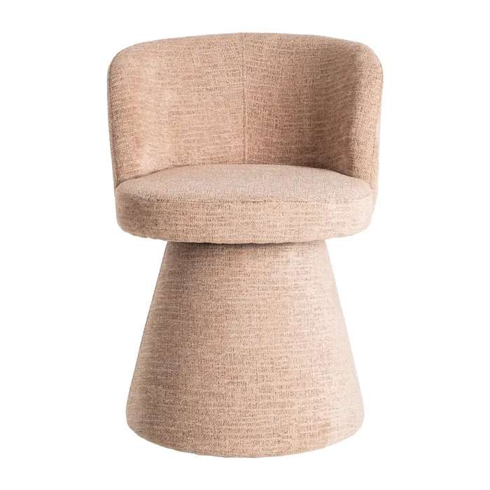 Scaun dining din stofă roz cu bază conică și revenire automată [4]