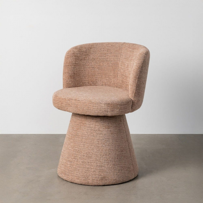 Scaun dining din stofă roz cu bază conică și revenire automată [2]