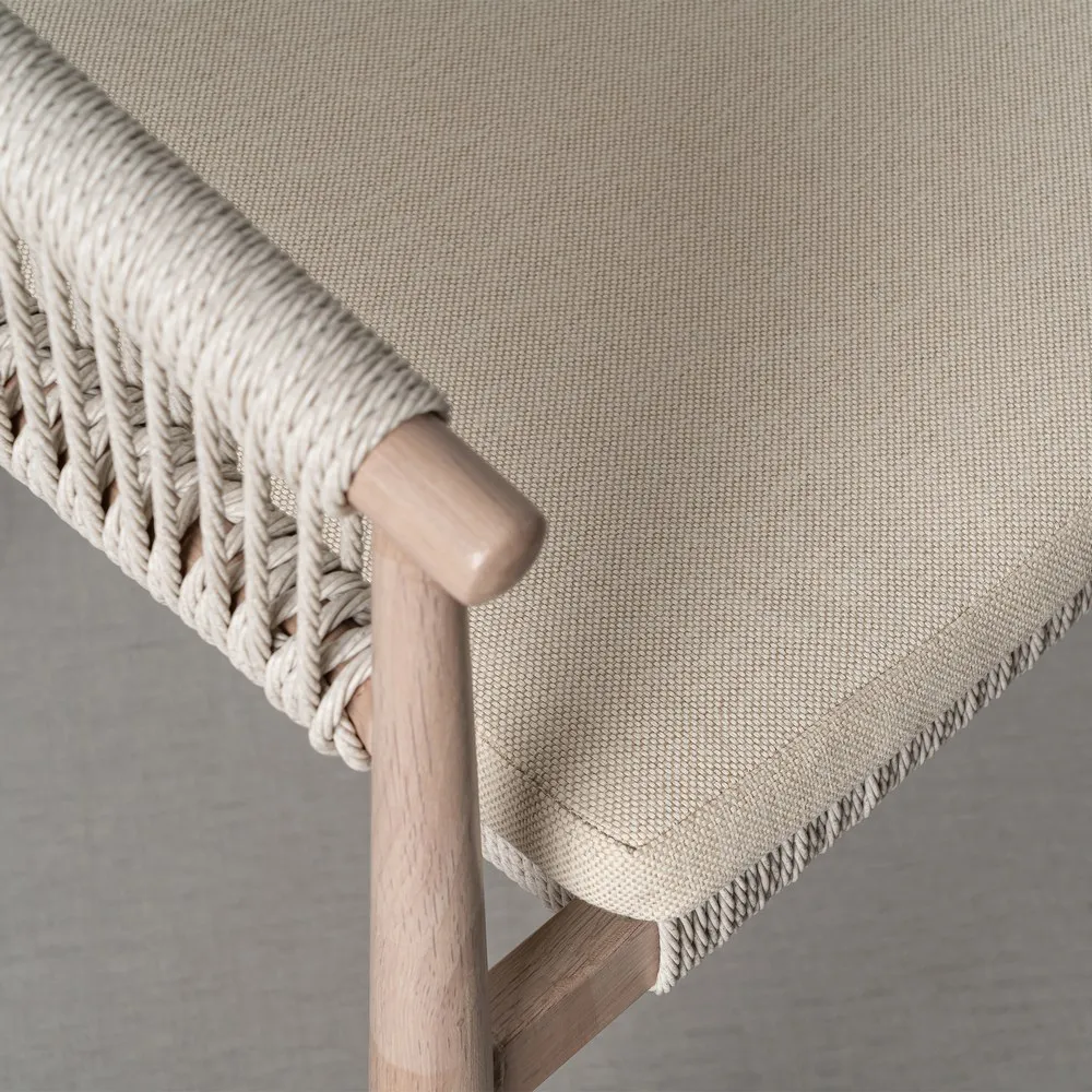 Scaun dining exterior HoReCa cu spătar curbat din ratan sintetic bej și structură din oțel [5]