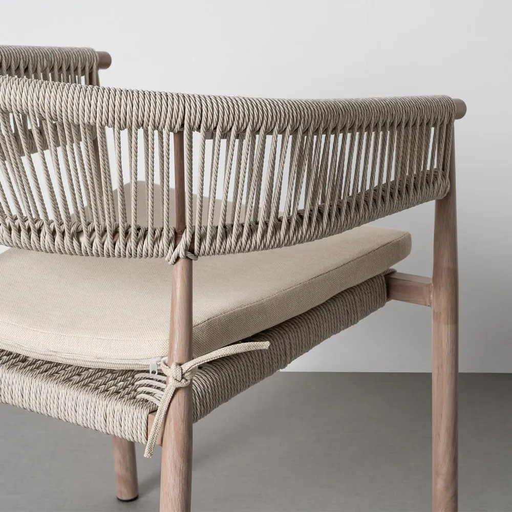 Scaun dining exterior HoReCa cu spătar curbat din ratan sintetic bej și structură din oțel [9]