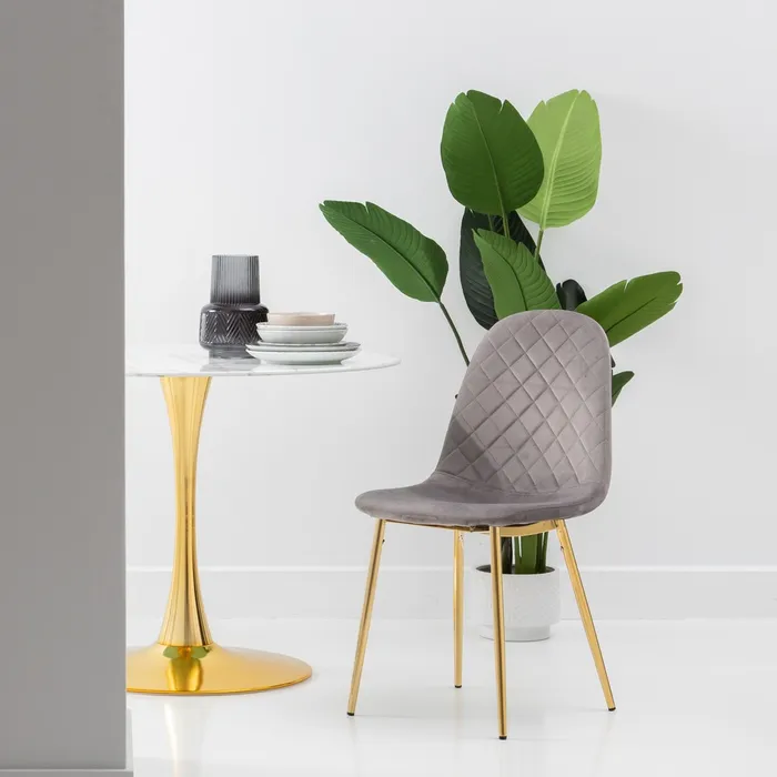 Scaun Dining Fine, Catifea Gri, Metal Auriu - creativdeco.ro [11]