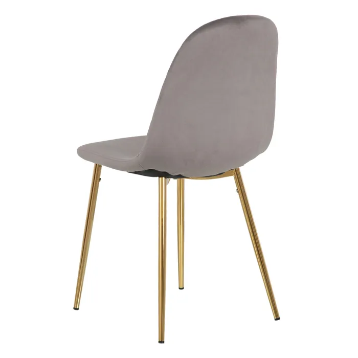 Scaun Dining Fine, Catifea Gri, Metal Auriu - creativdeco.ro [4]