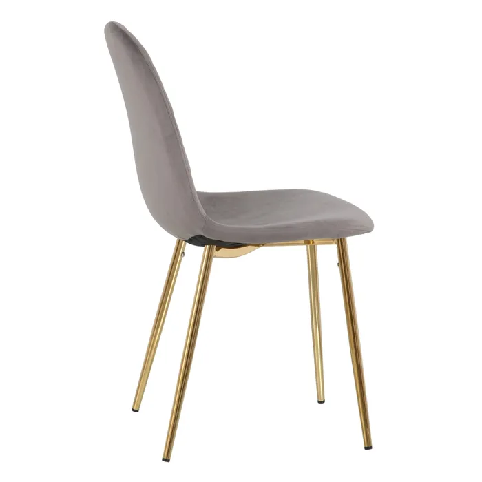 Scaun Dining Fine, Catifea Gri, Metal Auriu - creativdeco.ro [3]