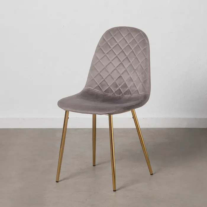 Scaun Dining Fine, Catifea Gri, Metal Auriu - creativdeco.ro [2]
