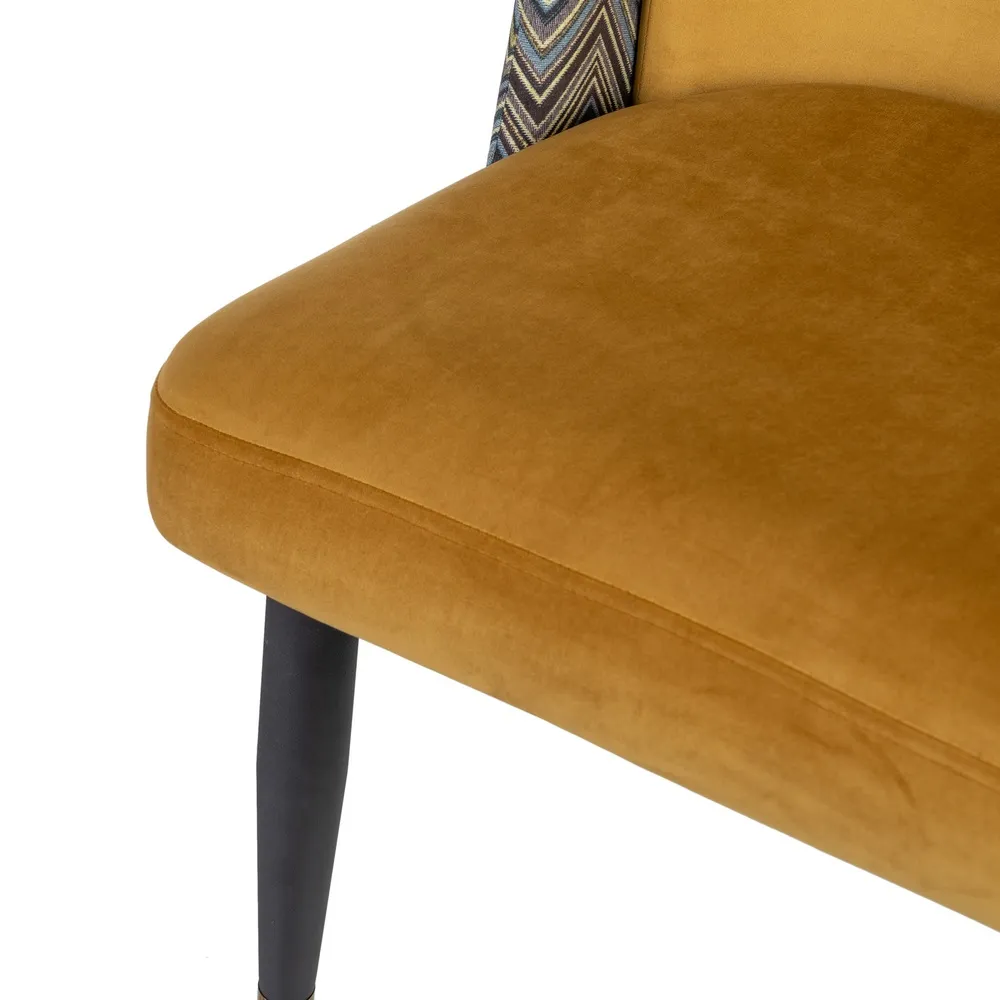 Scaun dining Geometric galben, catifea metal [7]