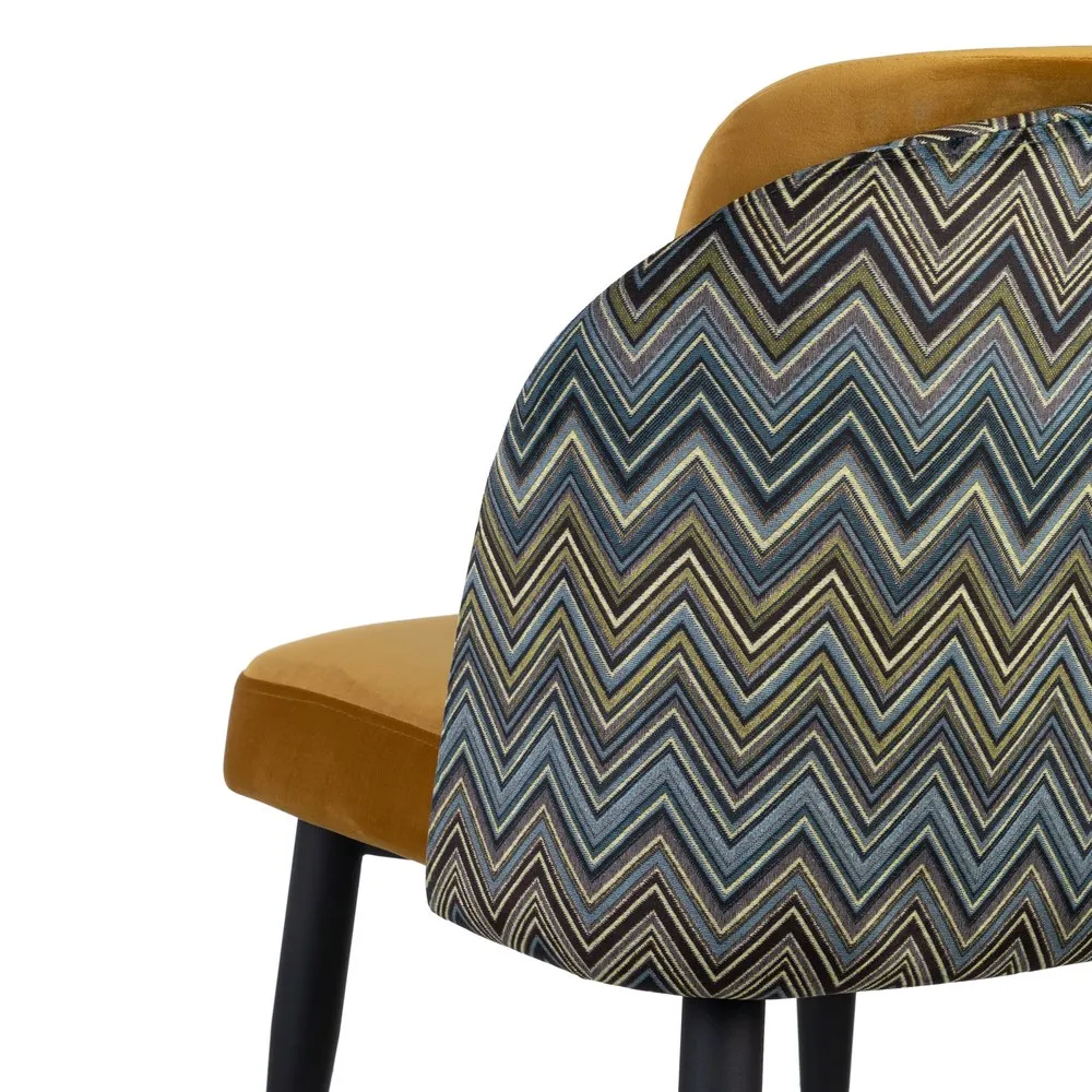 Scaun dining Geometric galben, catifea metal [5]