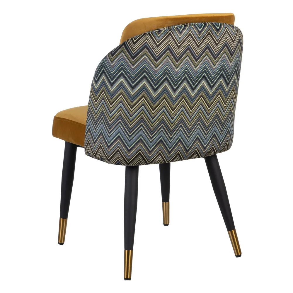 Scaun dining Geometric galben, catifea metal [4]