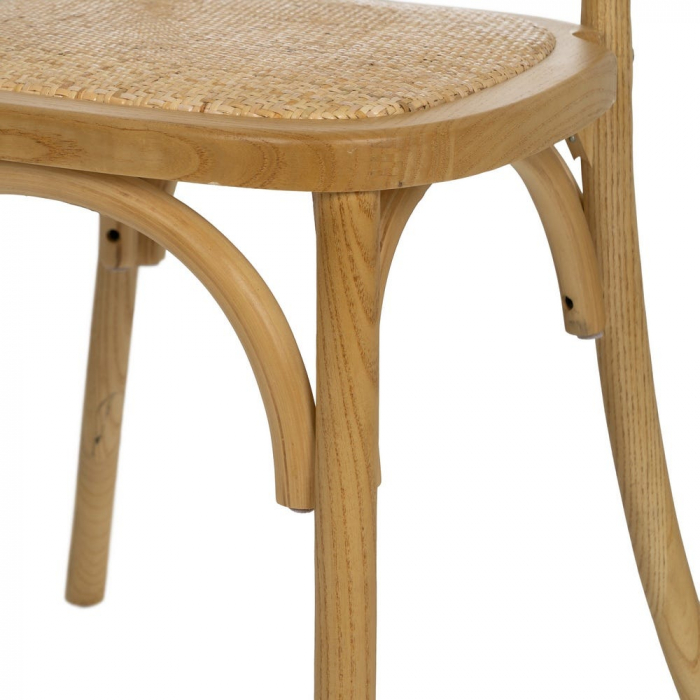 Scaun lemn natural cu spătar rotund din ratan – stil rustic chic horeca [8]