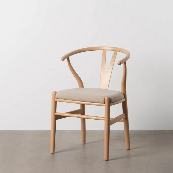 Scaun Dining Lemn FAG Natural, stofa Crem - creativdeco.ro [3]