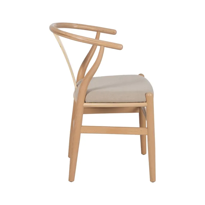 Scaun Dining Lemn FAG Natural, stofa Crem - creativdeco.ro [4]
