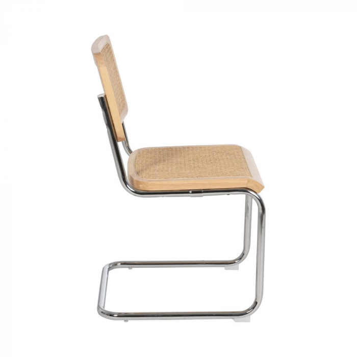 Scaun metal cromat cu șezut ratan natural – design retro-modern dining [3]