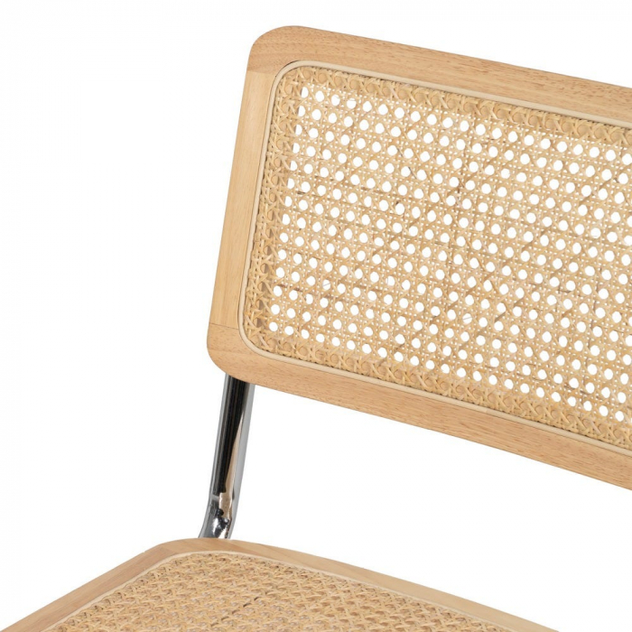 Scaun metal cromat cu șezut ratan natural – design retro-modern dining [6]