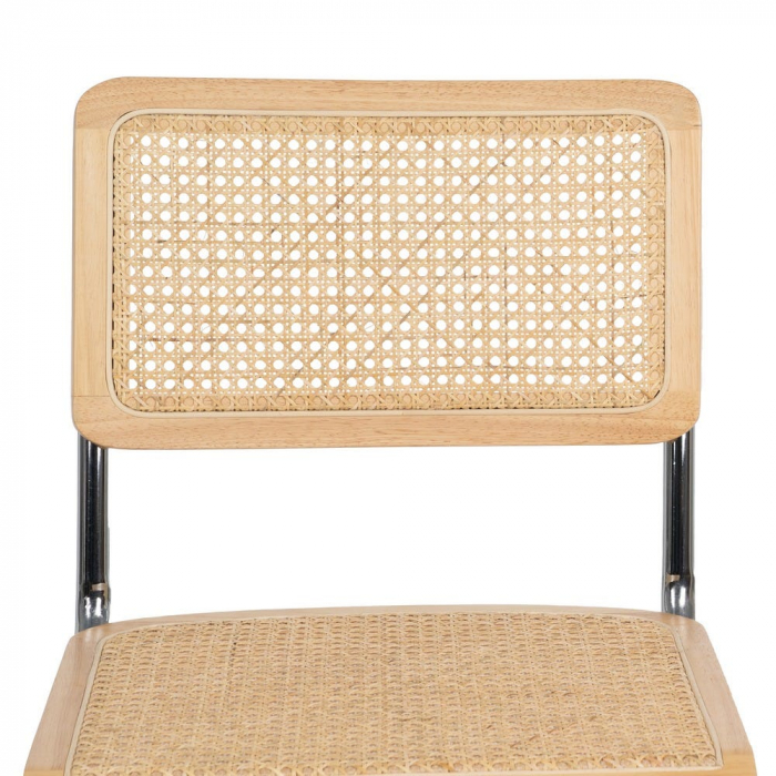 Scaun metal cromat cu șezut ratan natural – design retro-modern dining [5]