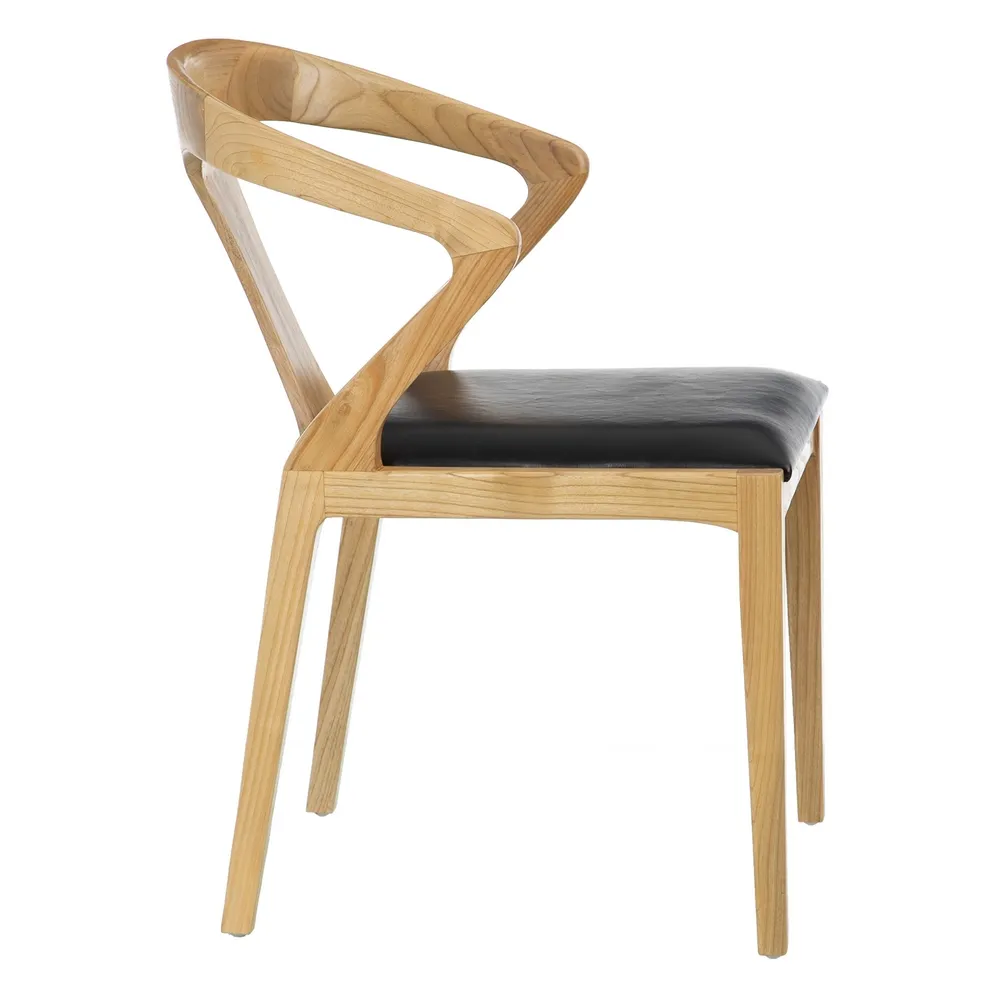 Scaun Dining Lemn Tec Piele, Natural Negru - creativdeco.ro [4]