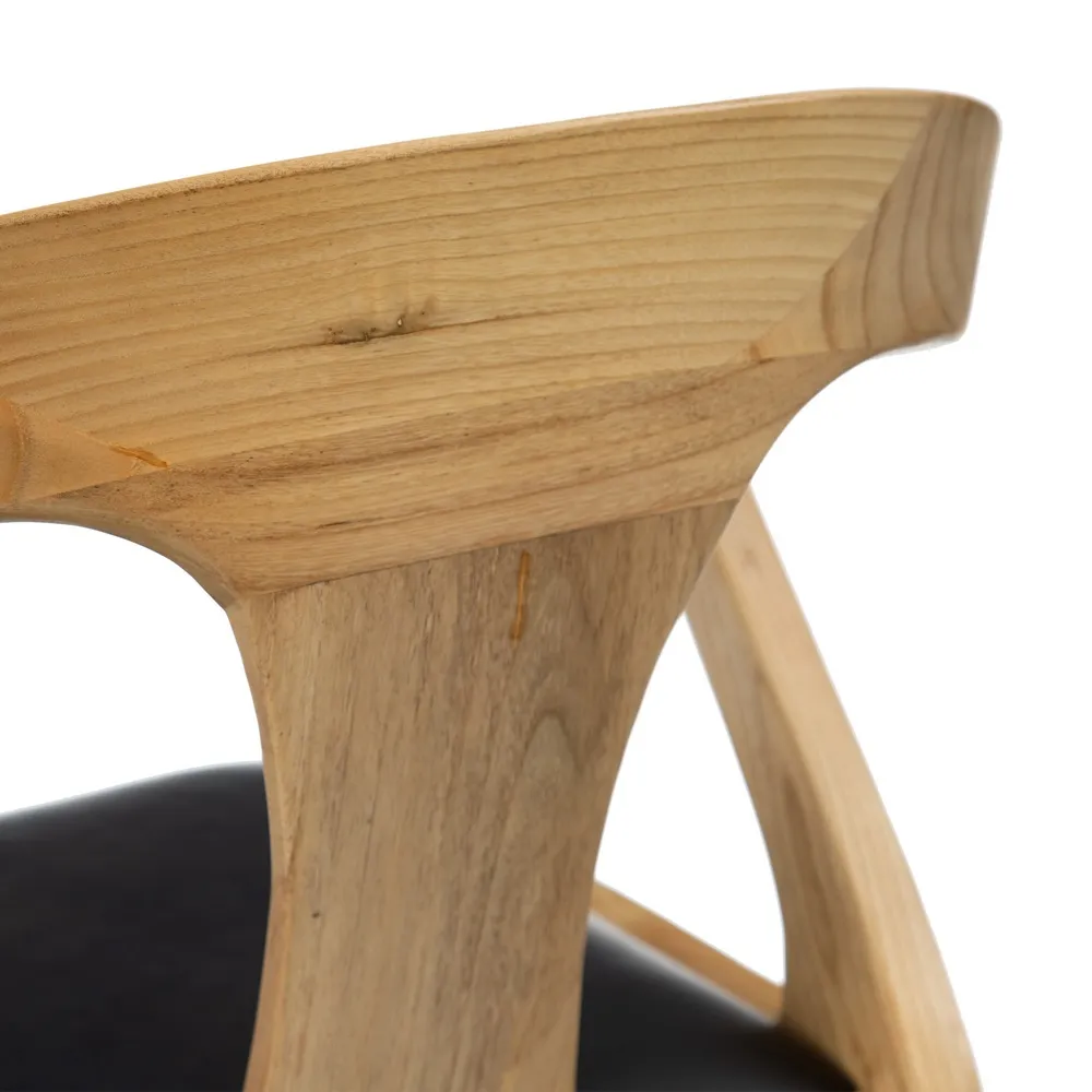 Scaun Dining Lemn Tec Piele, Natural Negru - creativdeco.ro [9]