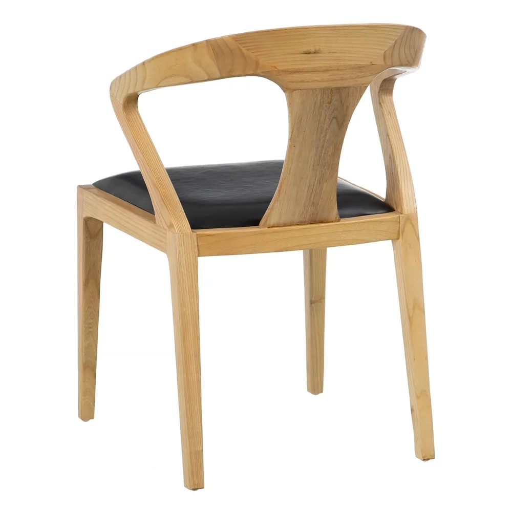 Scaun Dining Lemn Tec Piele, Natural Negru - creativdeco.ro [5]