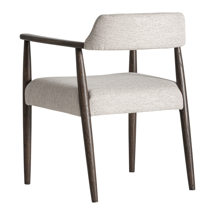 Scaunul dining pentru Horeca din lemn de frasin maro și poliester gri cu brațe în decor modern [2]