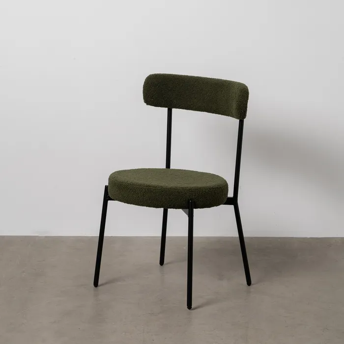 Scaun Dining Round, Stofa Boucle Verde, Metal Negru - creativdeco.ro [2]
