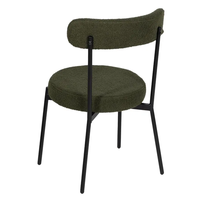 Scaun Dining Round, Stofa Boucle Verde, Metal Negru - creativdeco.ro [4]