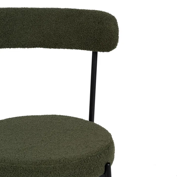Scaun Dining Round, Stofa Boucle Verde, Metal Negru - creativdeco.ro [5]