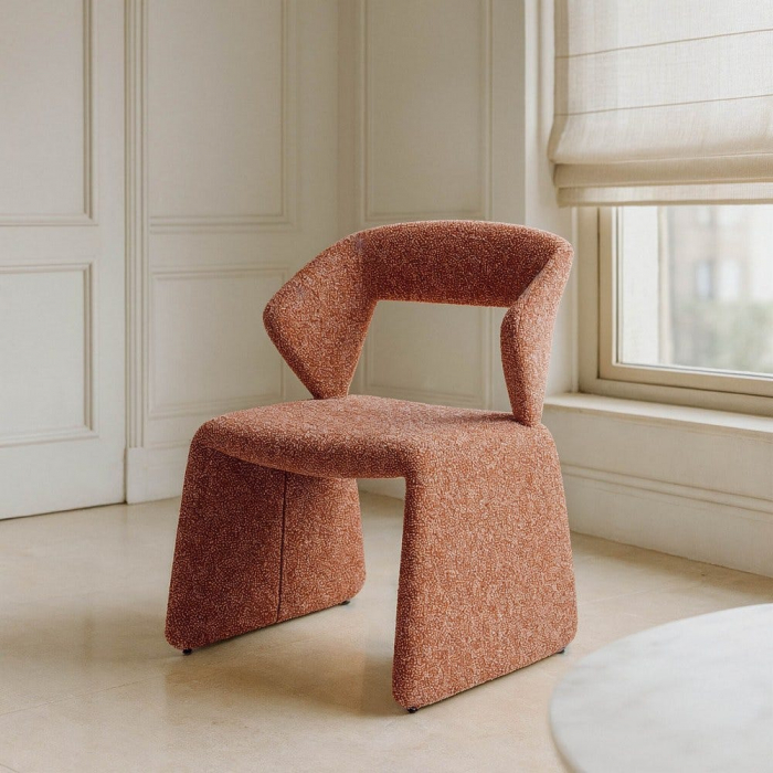 Scaun dining și HORECA roz din stofă cu design modern [1]