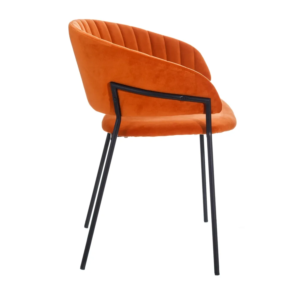 Scaun Dining Stylish Portocaliu, Catifea Metal - CreativDeco.ro [3]