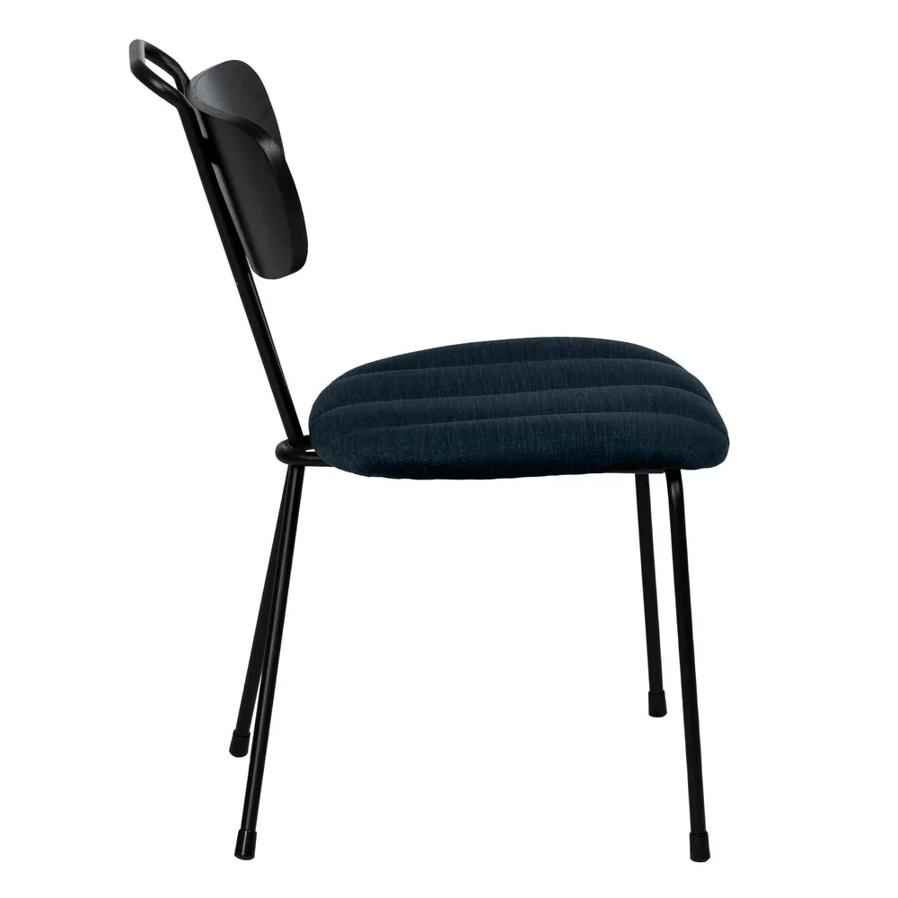 Scaun dining tapitat albastru, metal negru, creativdeco.ro [3]