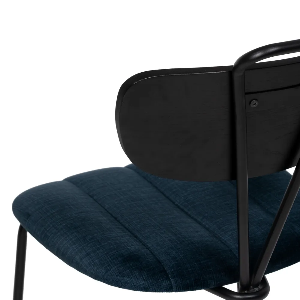 Scaun dining tapitat albastru, metal negru, creativdeco.ro [5]