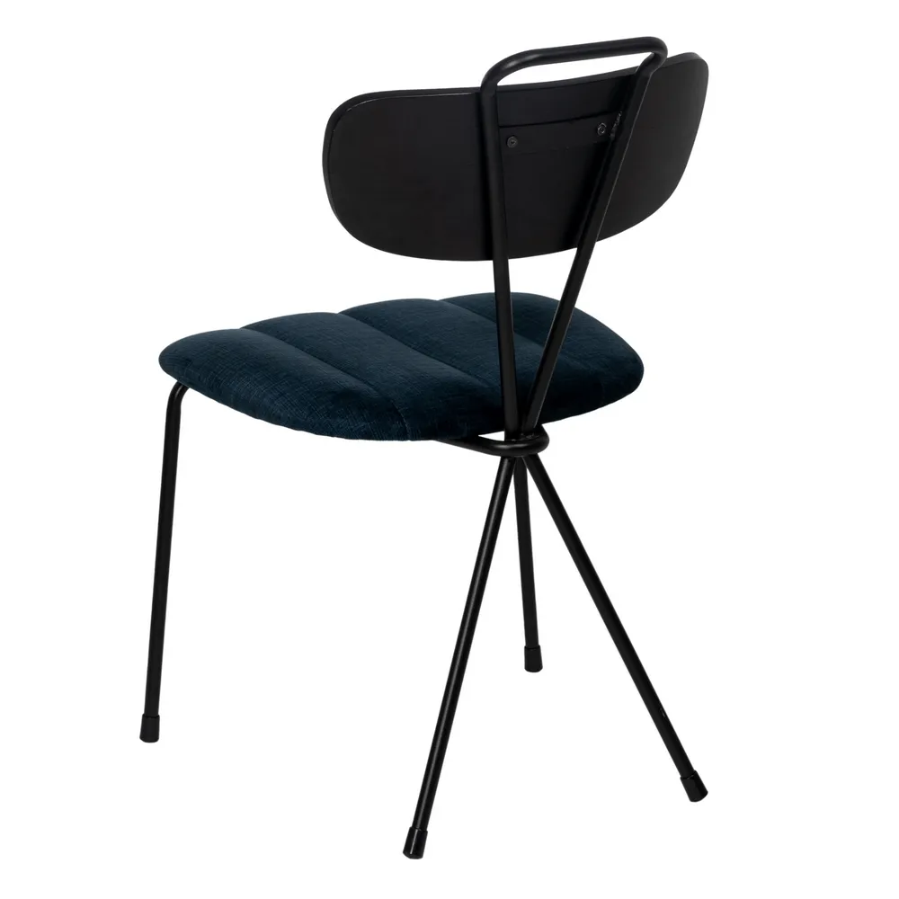 Scaun dining tapitat albastru, metal negru, creativdeco.ro [4]
