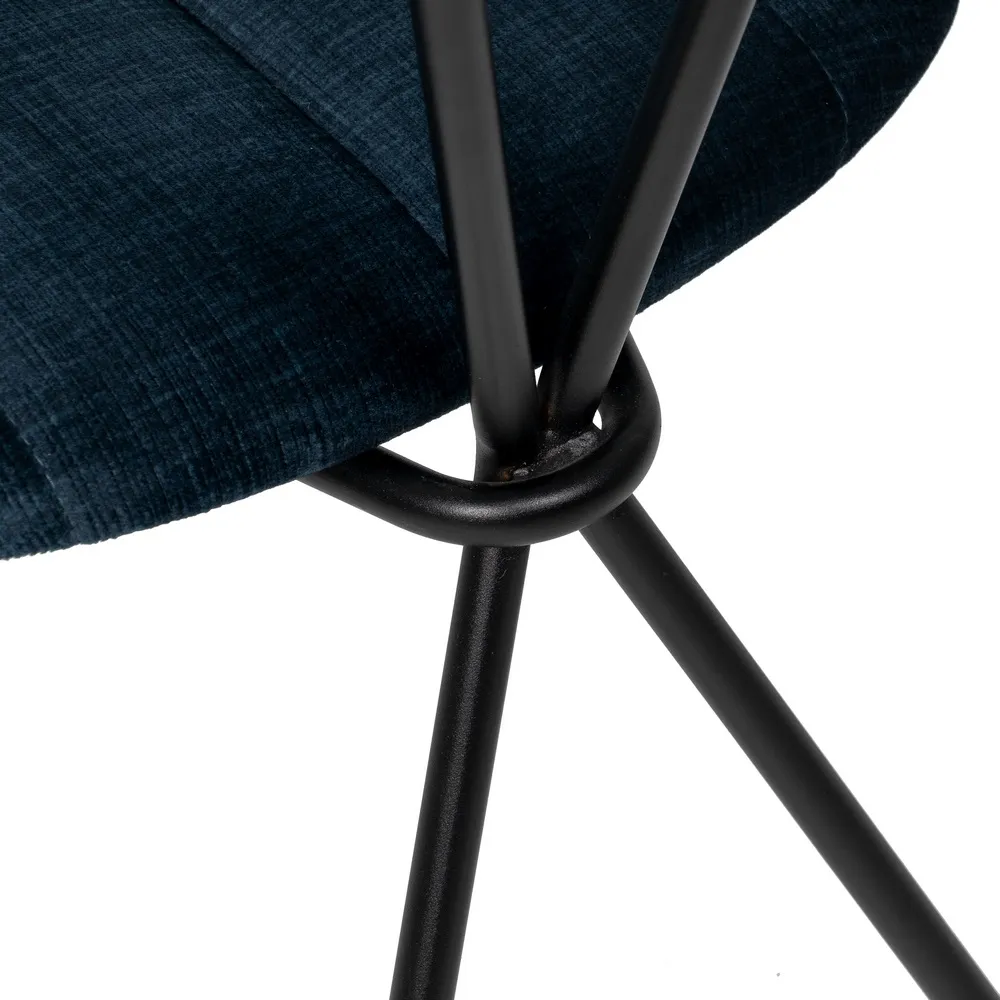 Scaun dining tapitat albastru, metal negru, creativdeco.ro [6]