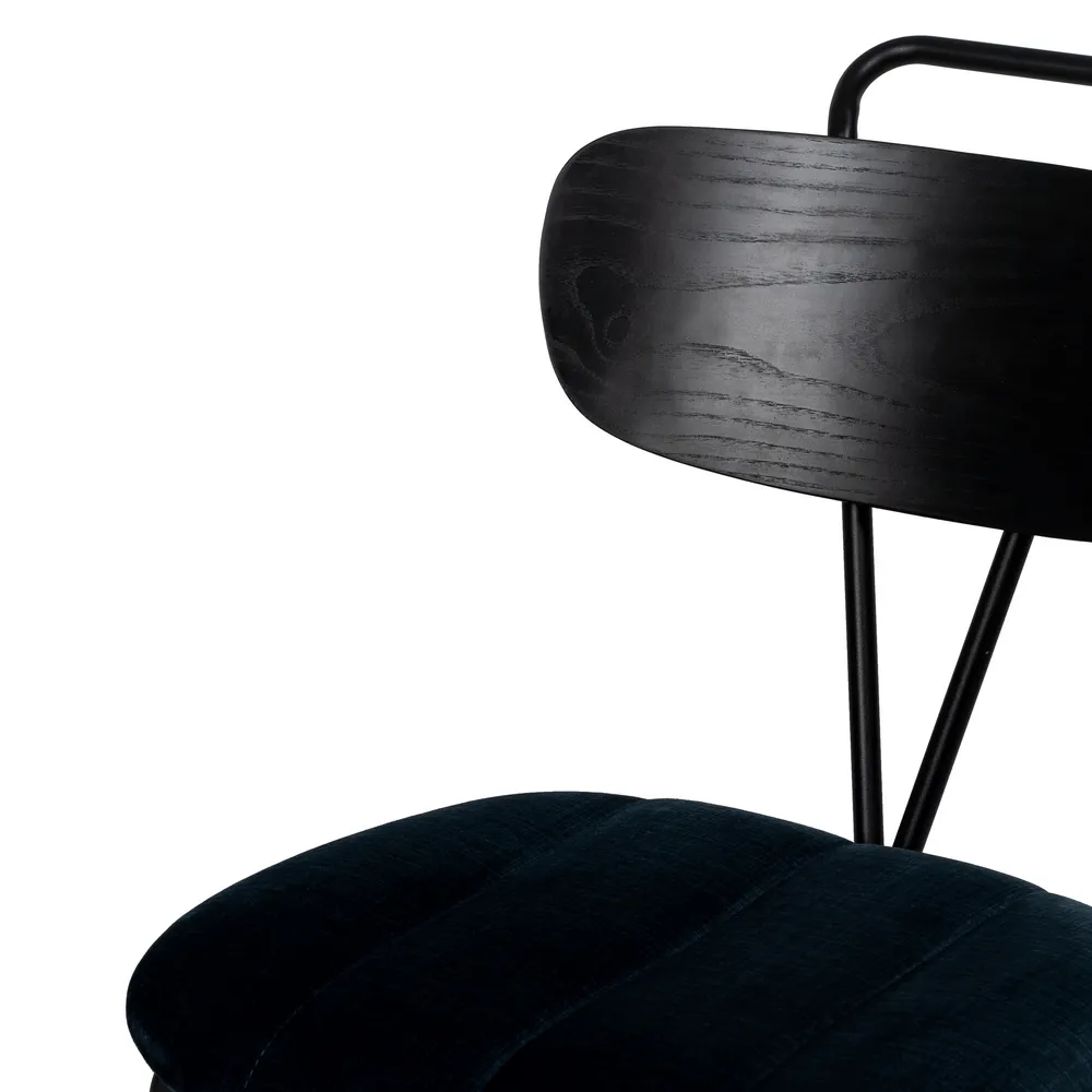 Scaun dining tapitat albastru, metal negru, creativdeco.ro [10]