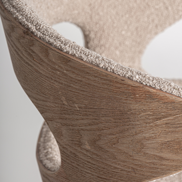 Scaun dining tapițat beige lemn frasin Trebas [6]