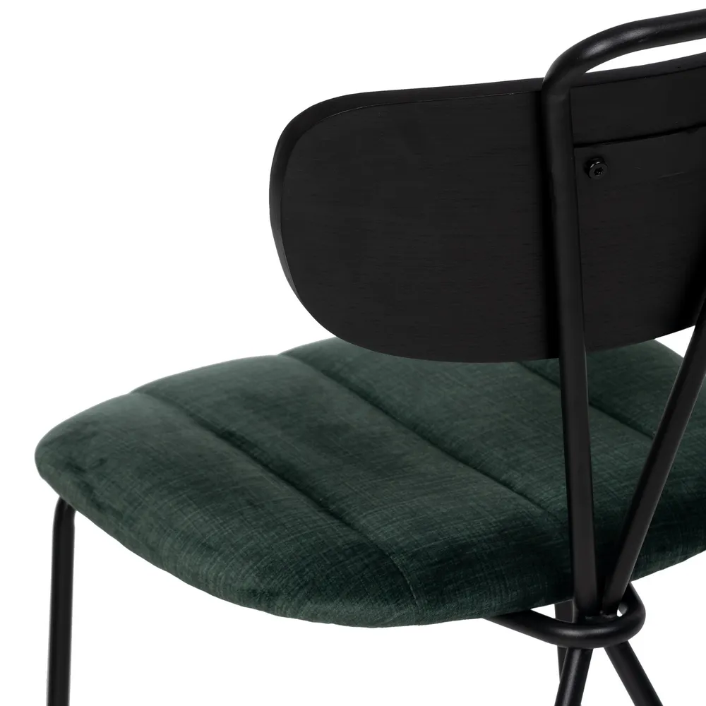 set 2 Scaune dining tapitate verzi cu picioare din metal negru [5]