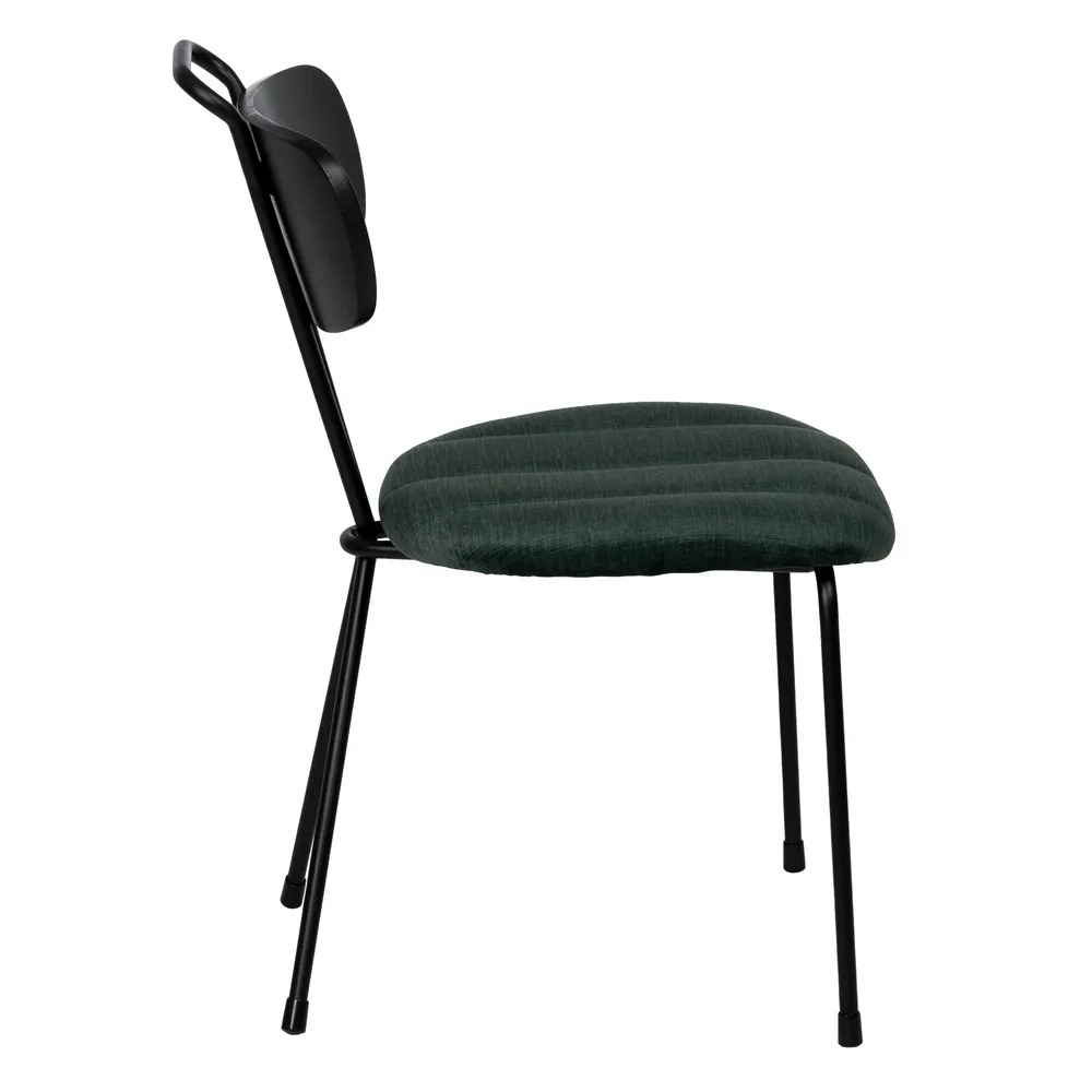 set 2 Scaune dining tapitate verzi cu picioare din metal negru [3]