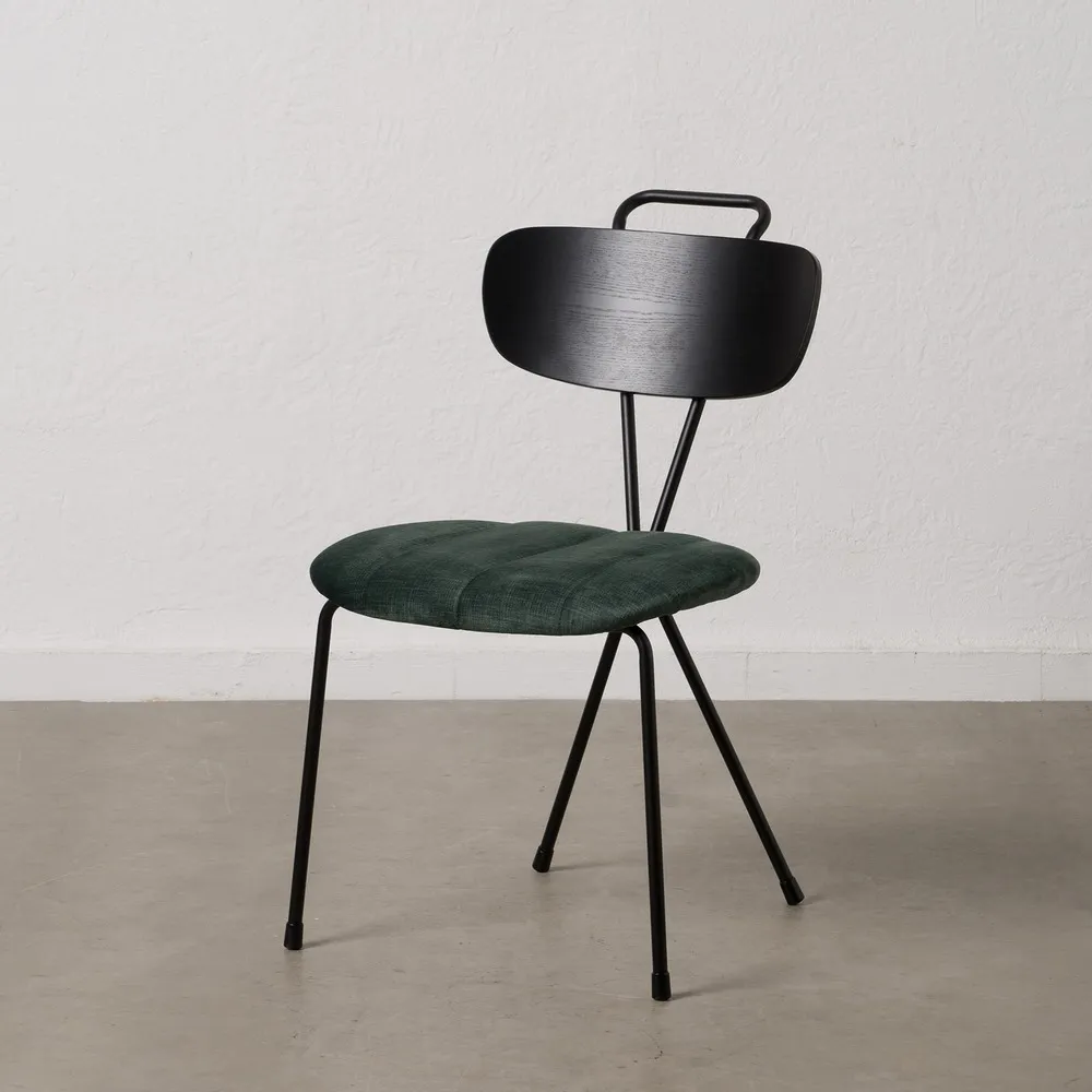 set 2 Scaune dining tapitate verzi cu picioare din metal negru [2]