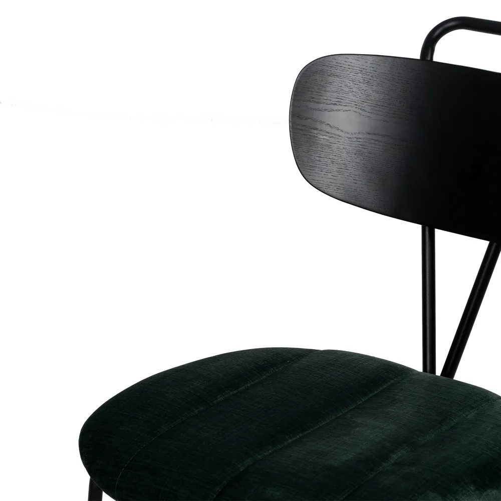 set 2 Scaune dining tapitate verzi cu picioare din metal negru [8]