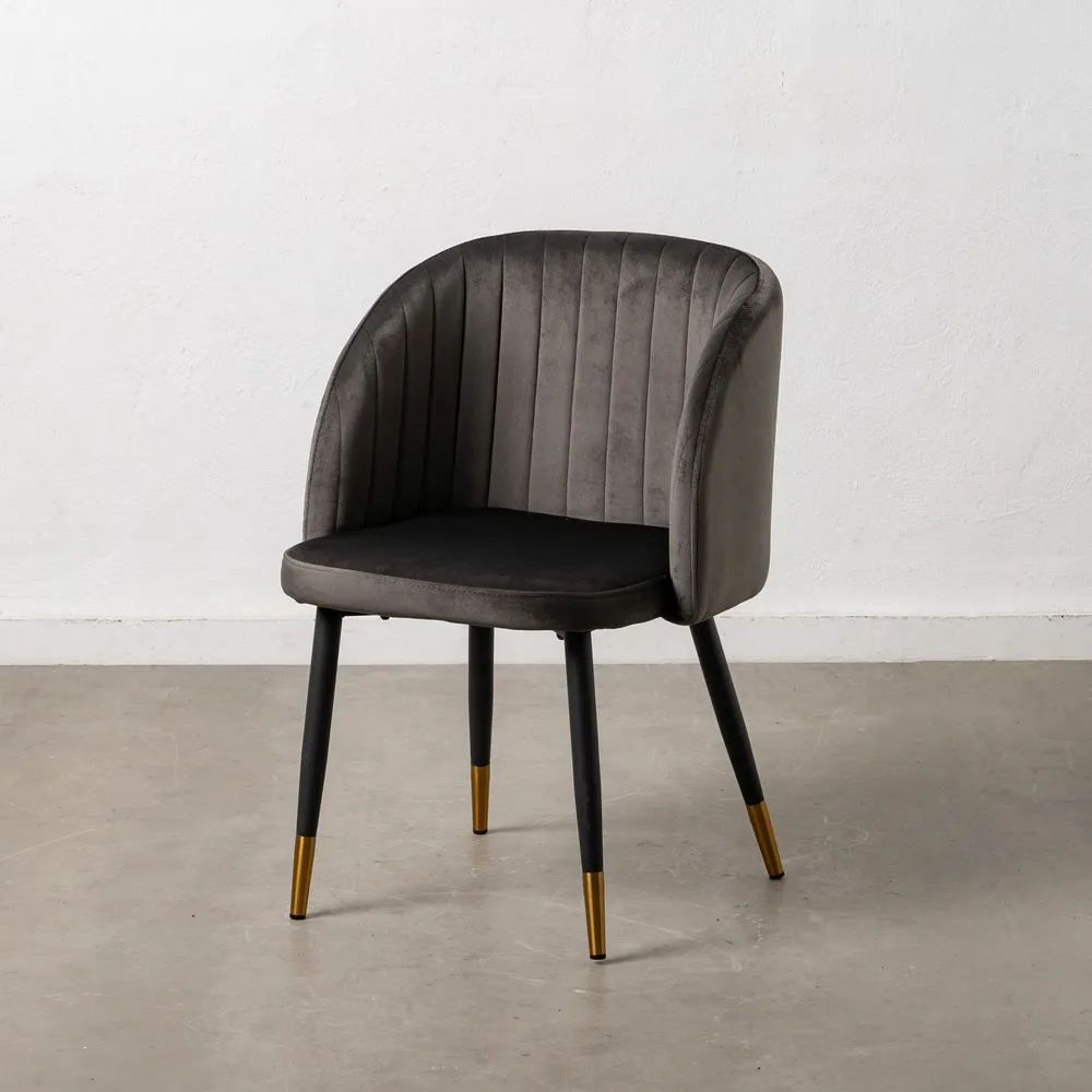 Scaun elegant catifea gri, picioare metal - creativdeco.ro [2]