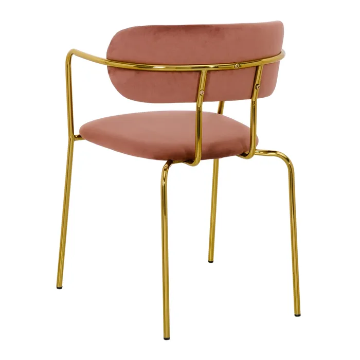 Scaun Elegant roz cu structura aurie 53,50 X 53 X 78 CM [5]