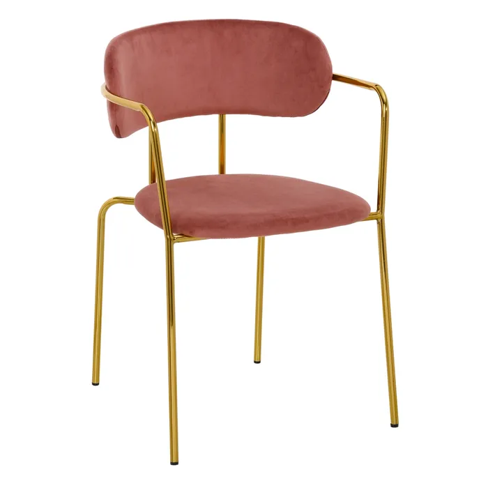 Scaun Elegant roz cu structura aurie 53,50 X 53 X 78 CM [1]