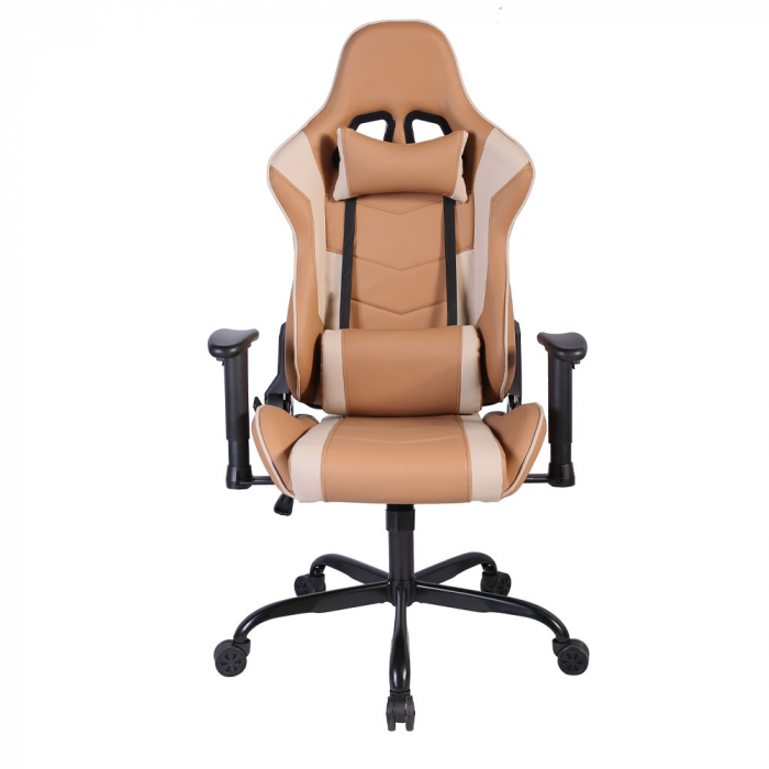 Scaun gaming ergonomic de birou maro crem Explor cu tetieră și suport lombar [2]